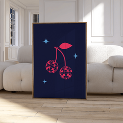 Aesthetic Cherry Disco Ball Premium Matte Paper Poster