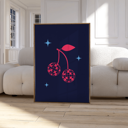 Aesthetic Cherry Disco Ball Premium Matte Paper Poster