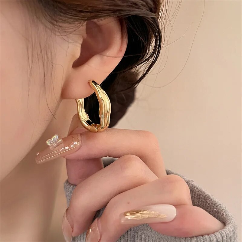 Irregular Minimalist Earrings In Gold And Silver