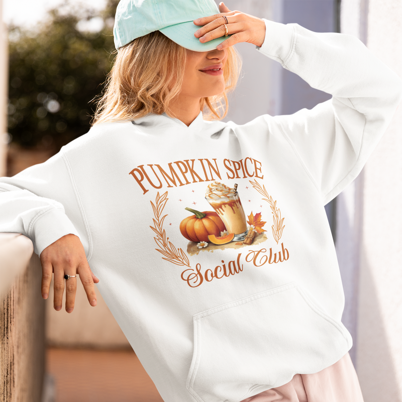 Cozy Pumpkin Spice Social Club Heavy Blend Hoodie ( + more colors)