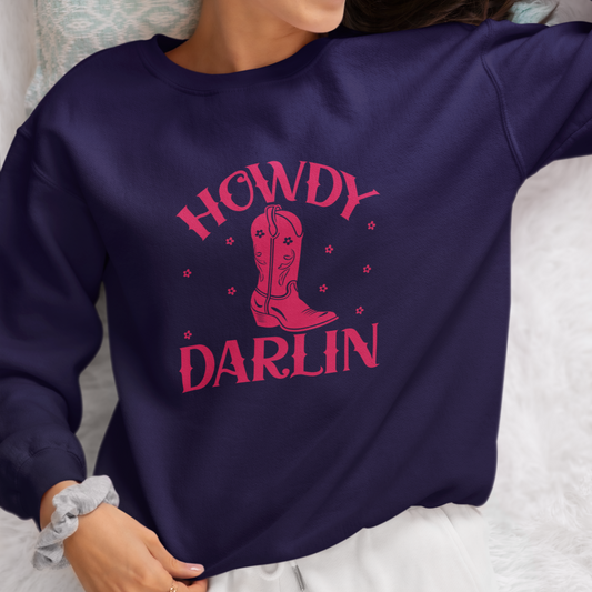 Howdy Darlin Cowgirl Cozy Printed Sweatshirt ( +more colors)