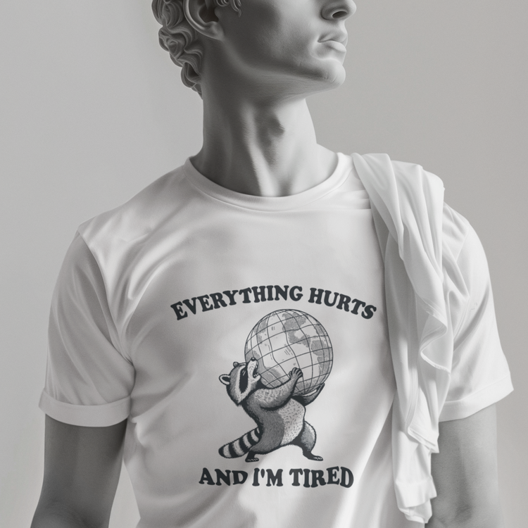 Funny Unisex Tired Hurt Racoon T-Shirt ( + more colors)