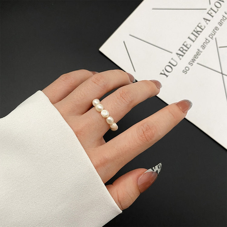 Elegant Imitation Pearl Statement Ring - Set of 2