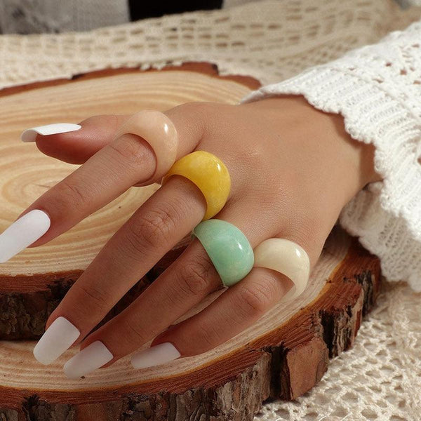 Colorful Pastel Acrylic Rings - Set of 4 - Mad Jade's