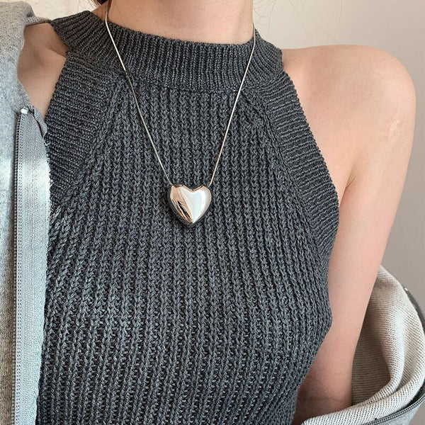 Chunky Minimalist Heart Pendant Necklace - Mad Jade's