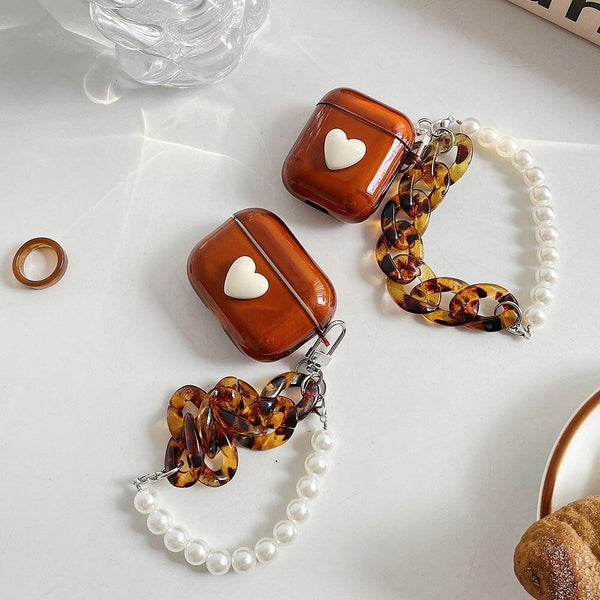 Retro Amber Case For Airpods With A Heart - Mad Jade's