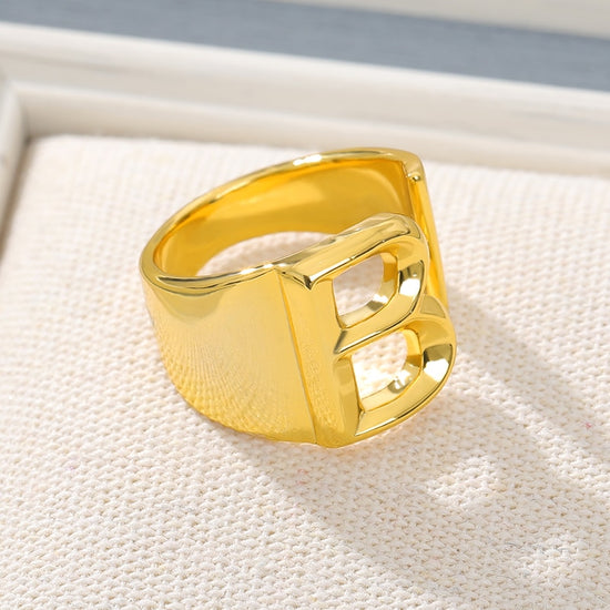 Resizable Initial Letter Ring In Gold - Mad Jade's