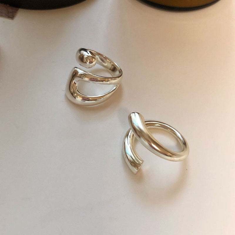 Irregular Shape Chunky Steel Rings - Set of 2 - Mad Jade's