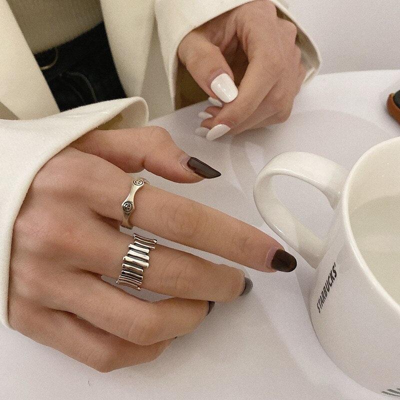 Edgy Silver Color Minimalist Rings - Mad Jade's