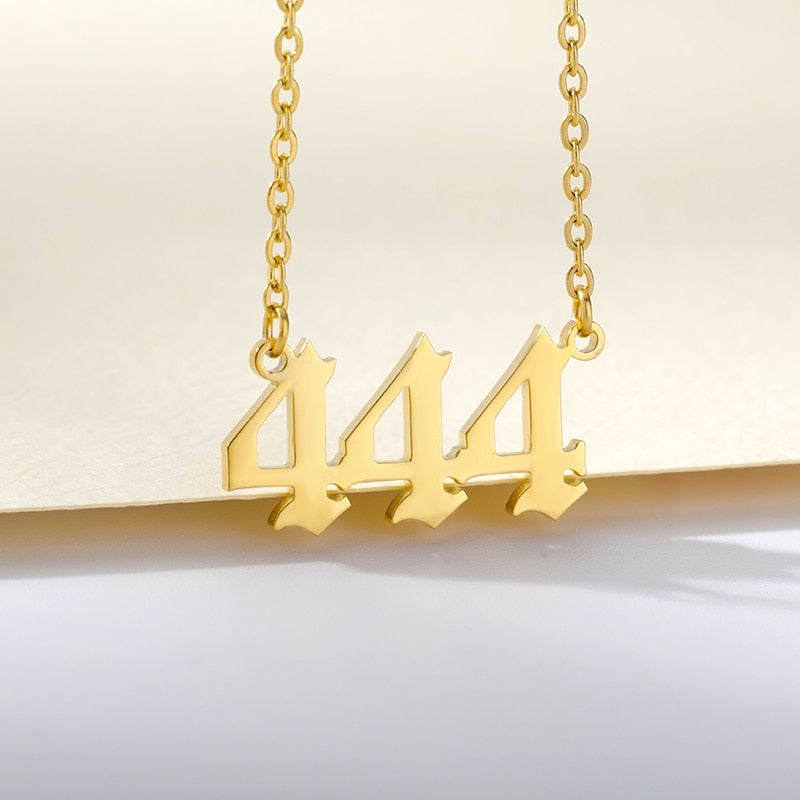 Stainless Steel Angel Number Necklaces in Silver and Gold