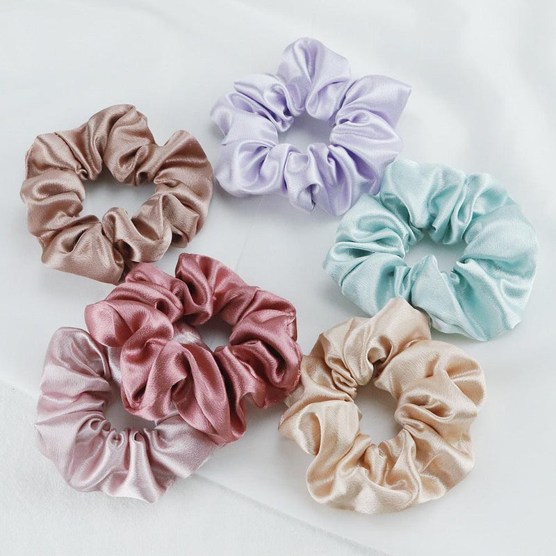 Colorful Satin Scrunchies - Set of 5 - Mad Jade's
