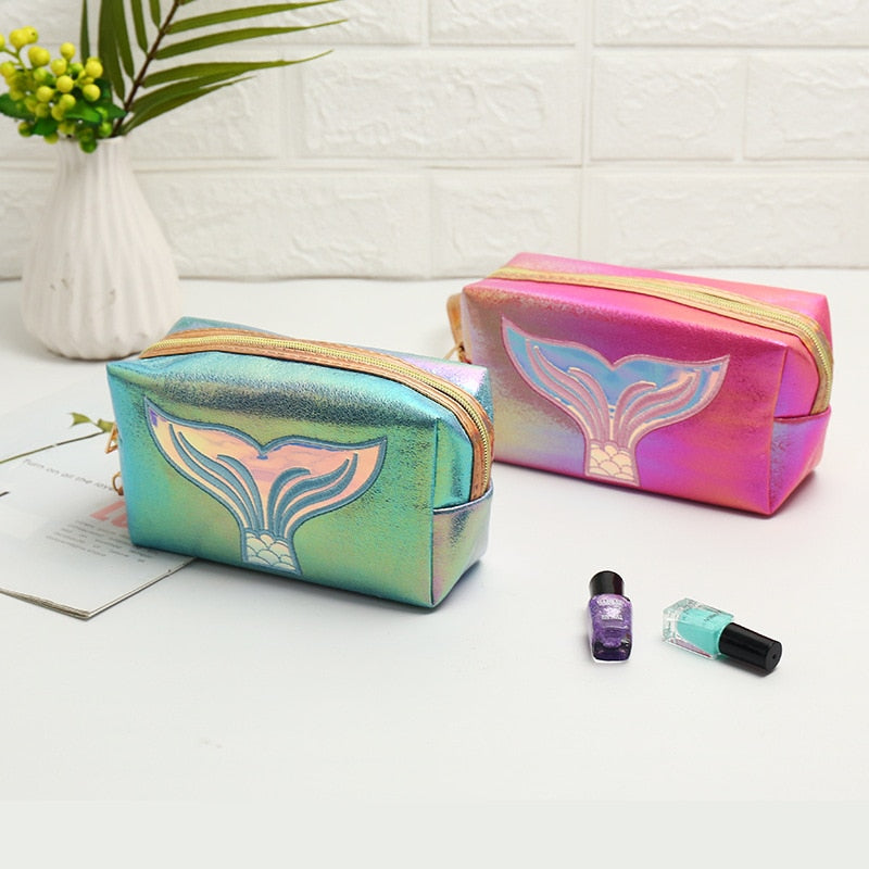 Shiny Waterproof Mermaid Tail Cosmetic Bag - Mad Jade's