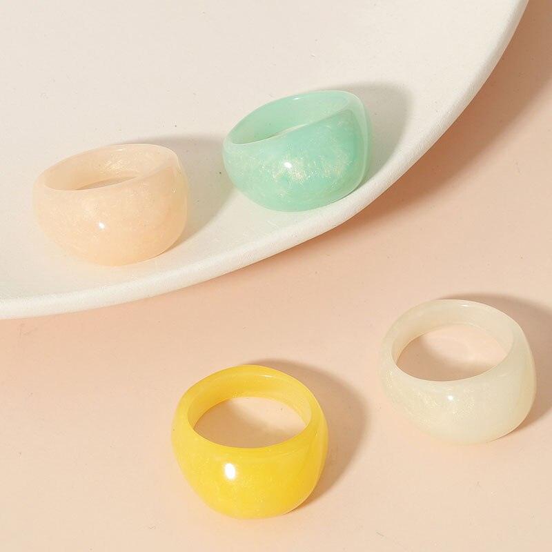 Colorful Pastel Acrylic Rings - Set of 4 - Mad Jade's