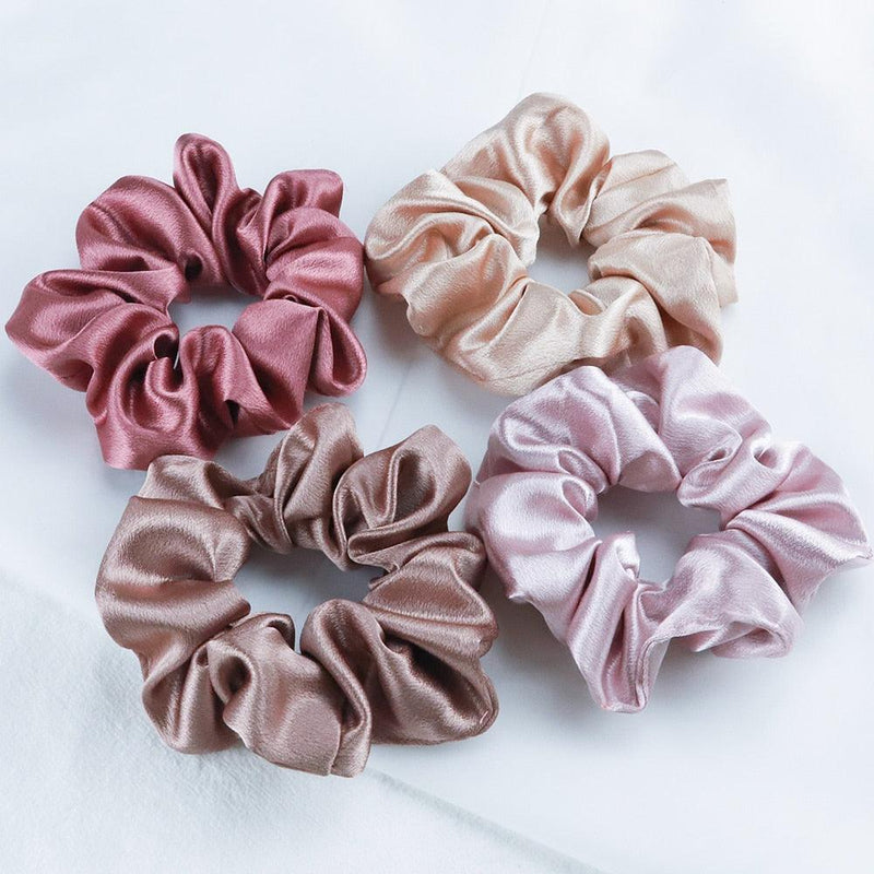 Colorful Satin Scrunchies - Set of 5 - Mad Jade's