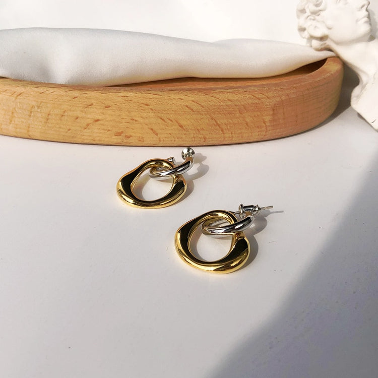 Water Resistant Sterling Silver Two Tone Trendsetter Hoops