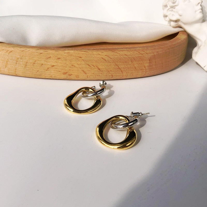 Sterling Silver Two Tone Trendsetter Hoops