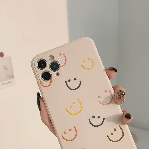 Cute Cartoon Smiley Beige iPhone Case - Mad Jade's