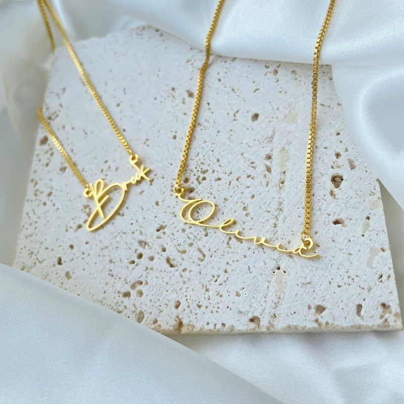 Cursive F Neclace Personalized Cursive Font Name Necklace