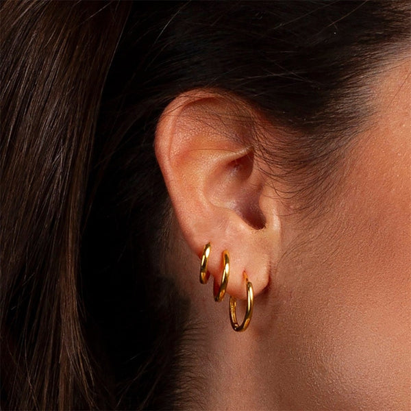 Minimalist Round Hoop Earrings - Set of 3 - Mad Jade's
