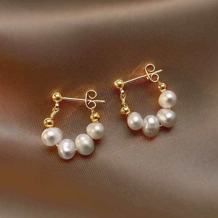 Elegant Baroque Faux Pearl Hoop Earrings