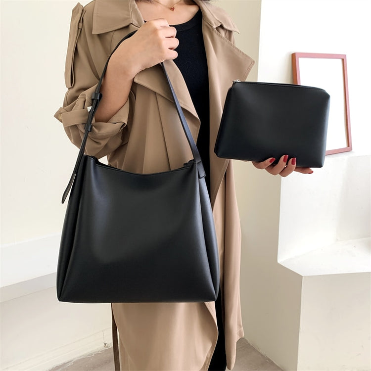 Soft Faux Leather Strap Two Piece Shoulder Bag