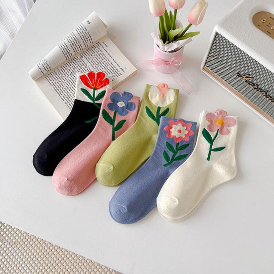 Cartoon Flower Style Colorful Socks - Mad Jade's