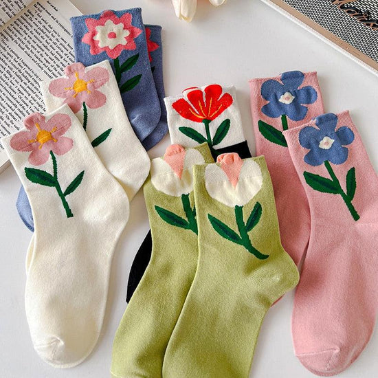 Cartoon Flower Style Colorful Socks - Mad Jade's