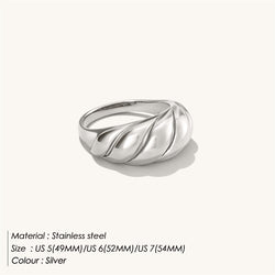 Croissant Stainless Steel Twisted Ring - Mad Jade's