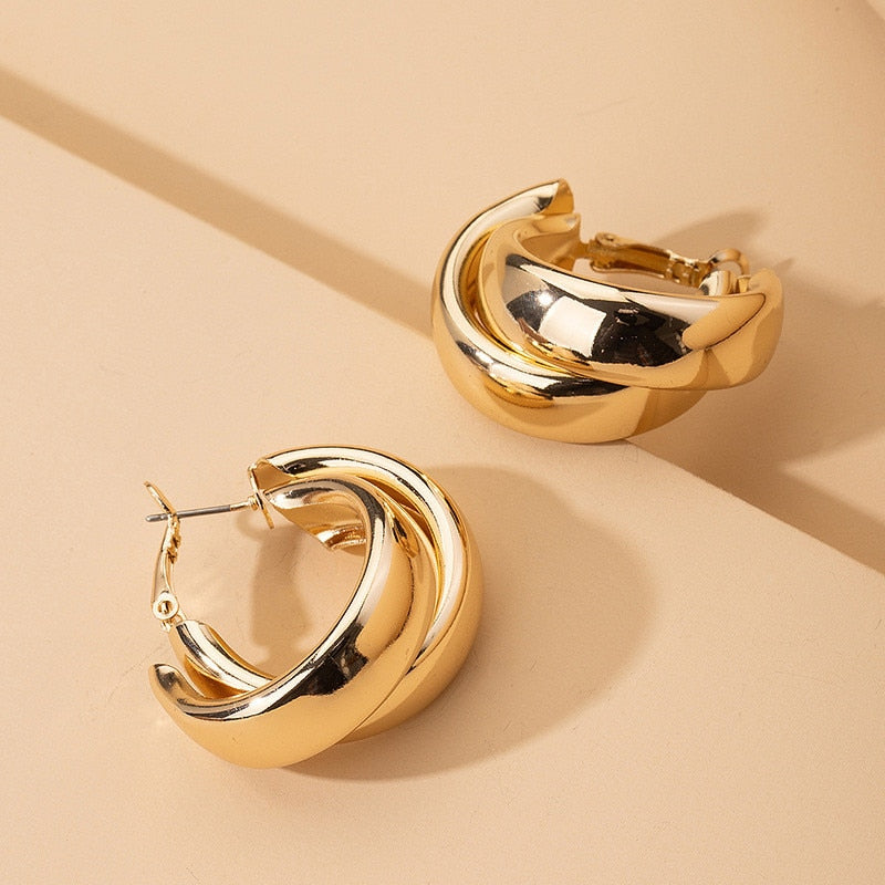 Trendy Simple Minimalist Double Circle Hoop Earrings