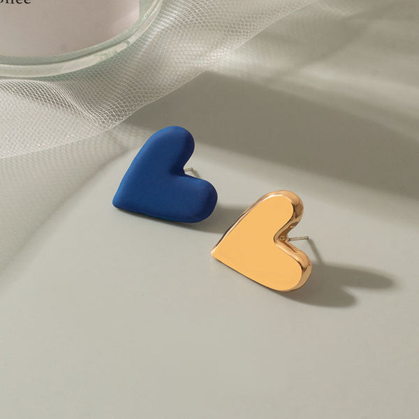 Mismatched Blue Heart Stud Earrings - Mad Jade's