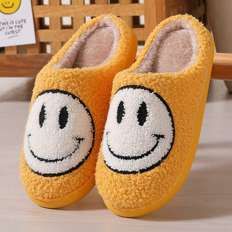 Fuzzy Smiley Face House Slippers In Multiple Colors