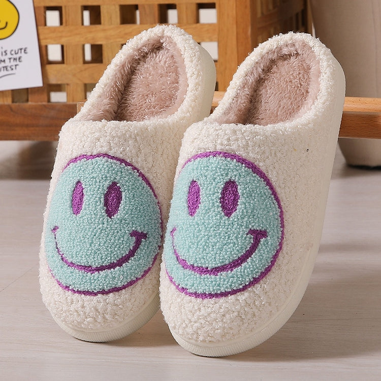 Fuzzy Smiley Face House Slippers In Multiple Colors