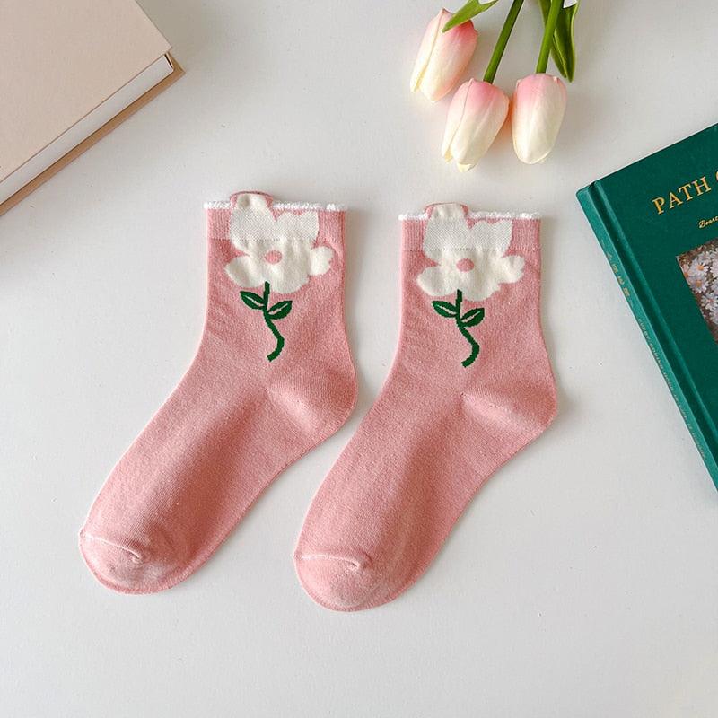 Cartoon Flower Style Colorful Socks - Mad Jade's