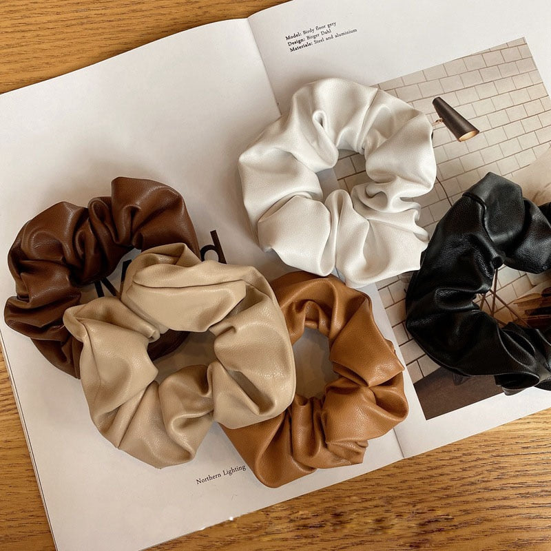 Leather Hair Scrunchies - Multiple Colors - Mad Jade's