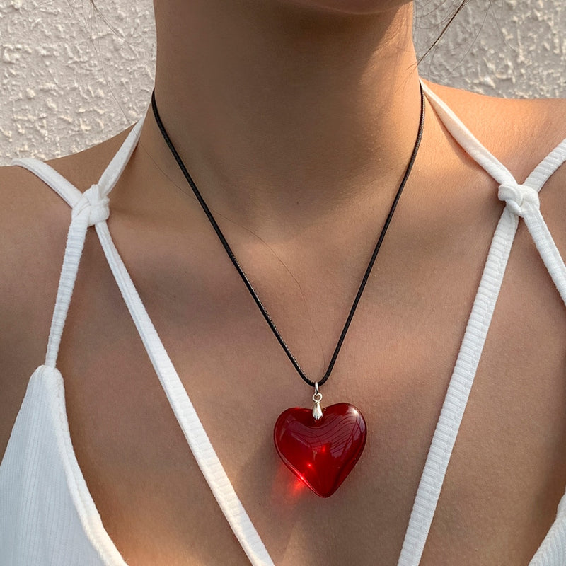 Jade Heart Charm with Leather Cord | Necklaces | Nickel & Suede One Size / Natural Cord - Nickel and Suede