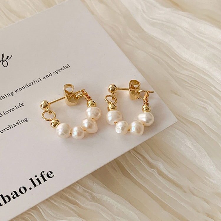 Elegant Baroque Faux Pearl Hoop Earrings