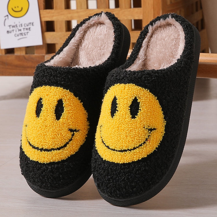 Fuzzy Smiley Face House Slippers In Multiple Colors