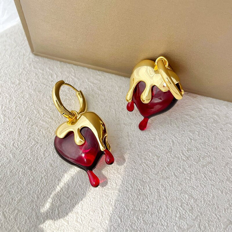 Trendy Irregular Heart Earrings with Drip Design