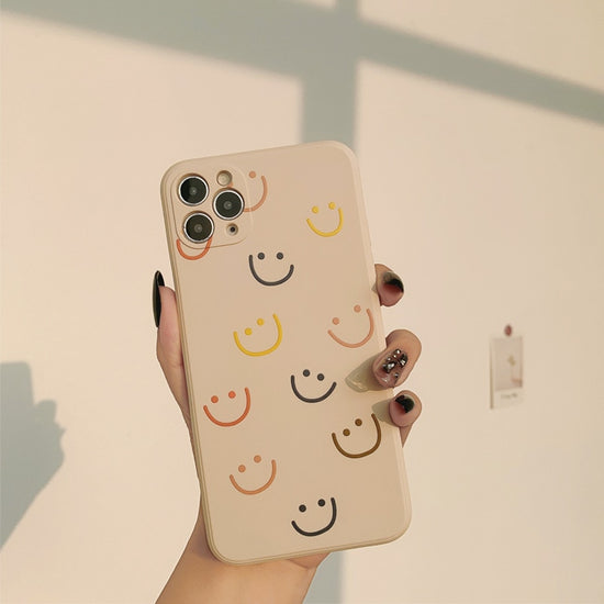 Cute Cartoon Smiley Beige iPhone Case - Mad Jade's