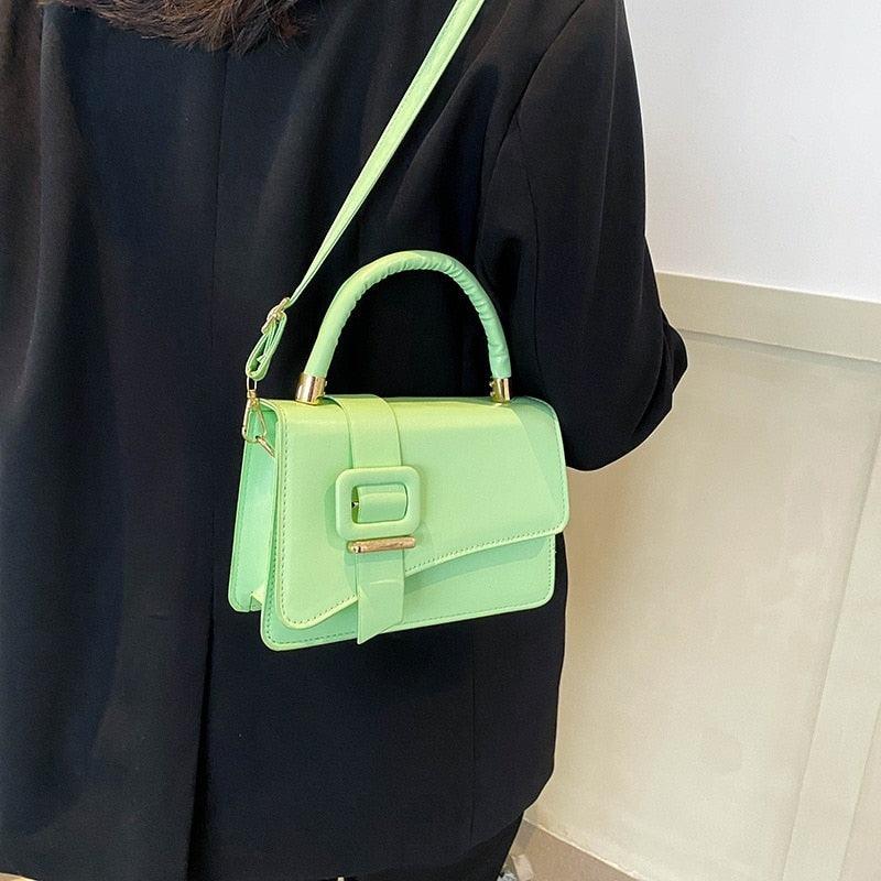Small Square Faux Leather Pastel Bag - Mad Jade's