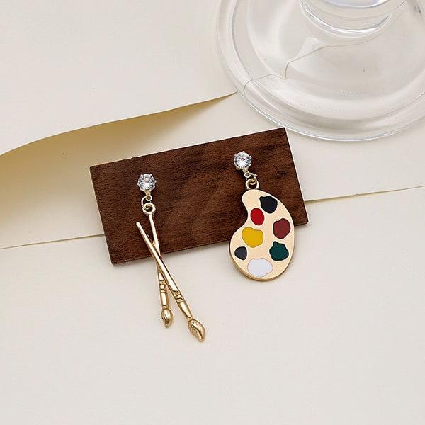 Abstract Art Inspired Mismatched Painter Brush Palette Earrings