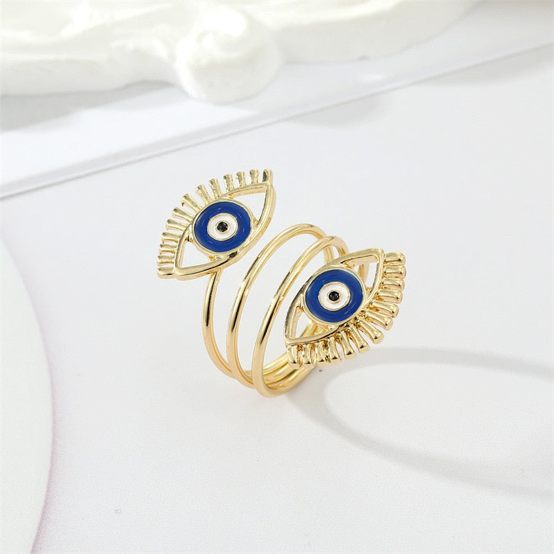 Stylish Evil Eye Protection Charm Ring