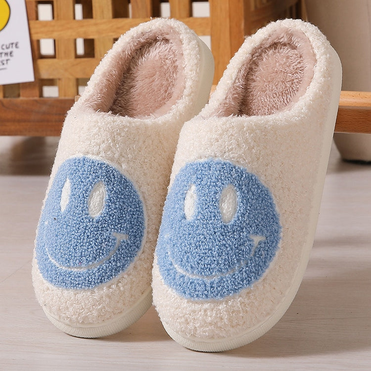 Fuzzy Smiley Face House Slippers In Multiple Colors