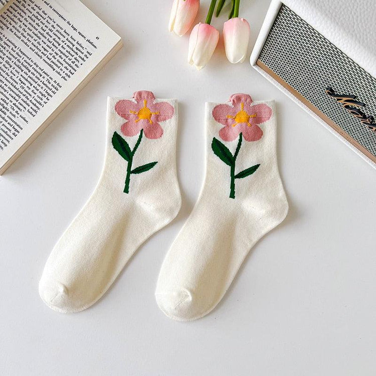 Cartoon Flower Style Colorful Socks - Mad Jade's