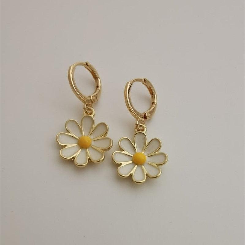 Delicate Daisy Hoop Earrings In Gold - Mad Jade's