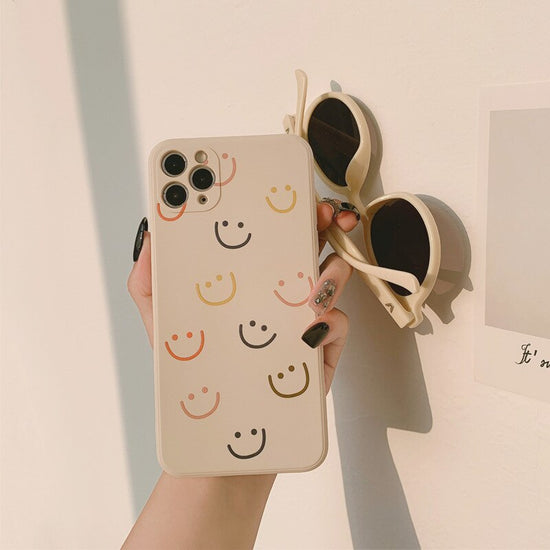 Cute Cartoon Smiley Beige iPhone Case - Mad Jade's