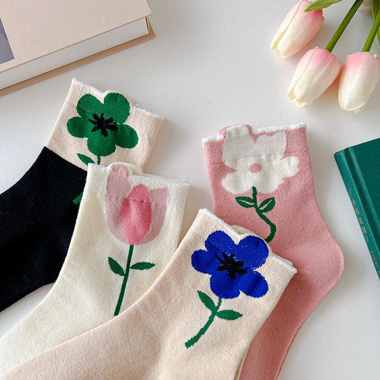 Cartoon Flower Style Colorful Socks - Mad Jade's