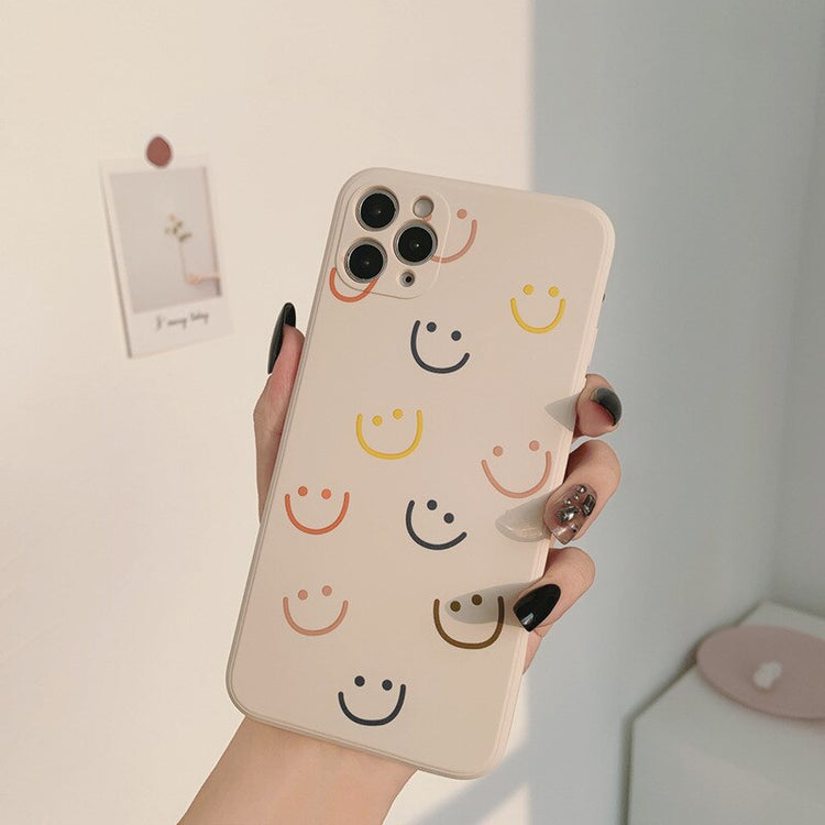 Cute Cartoon Smiley Beige iPhone Case - Mad Jade's