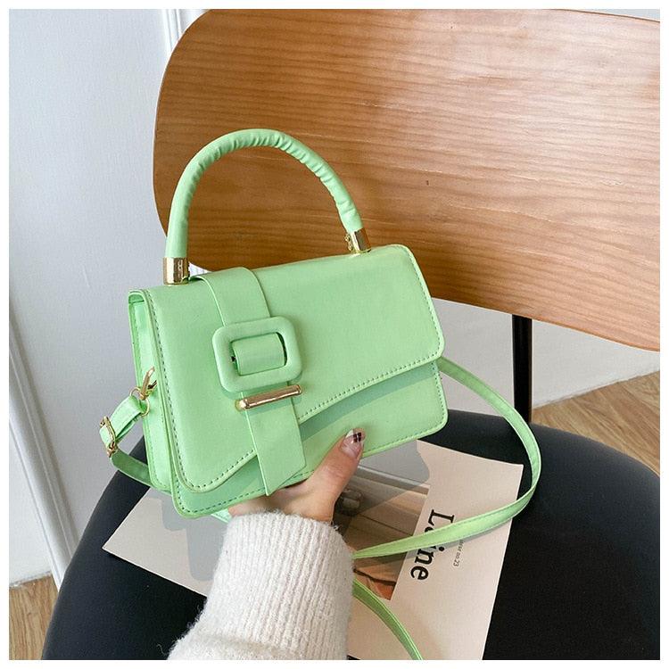 Small Square Faux Leather Pastel Bag - Mad Jade's