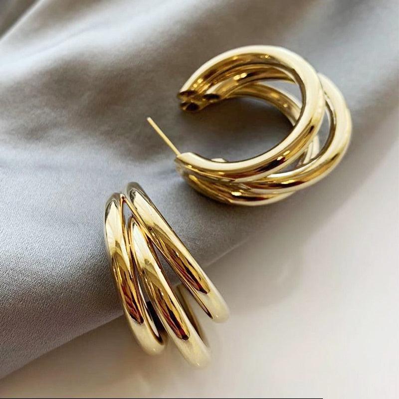 Gold Triple Hoop Earrings - Mad Jade's